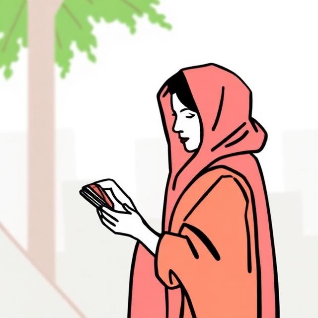 Resizing illustration example woman with phone
