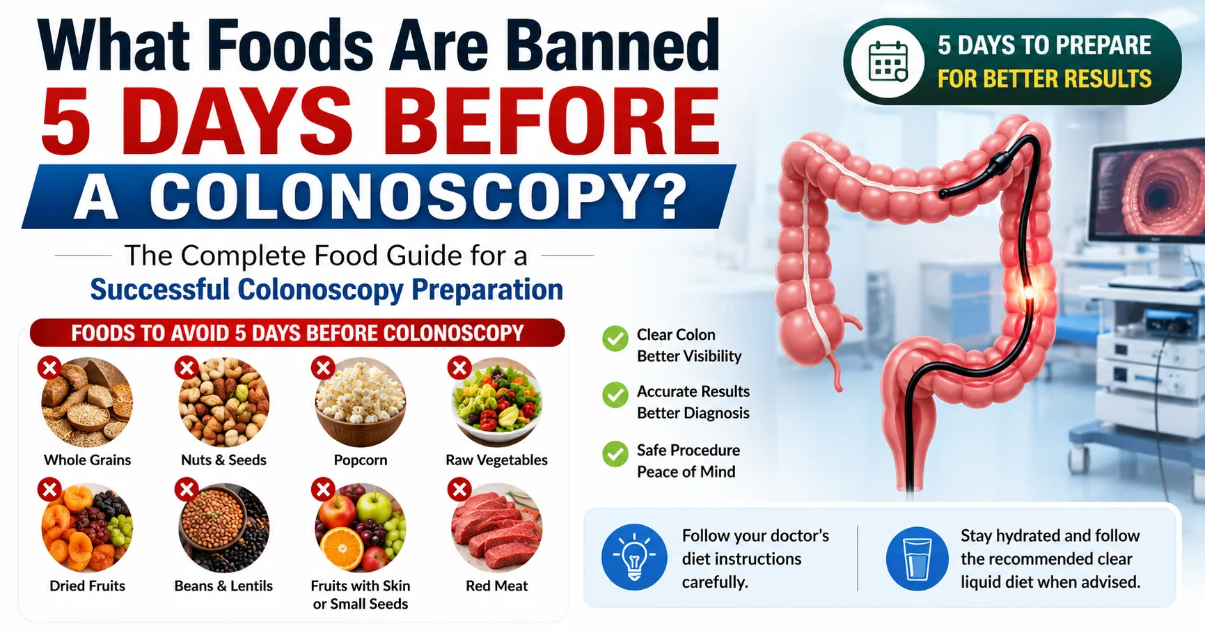 Foods to avoid before a colonoscopy