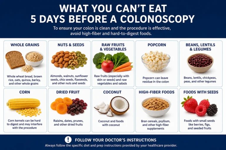 What you can't eat 5 days before a colonoscopy.