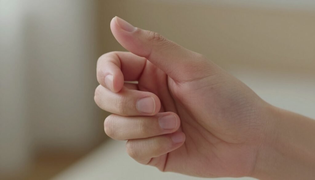 Hand bending a finger with possible tendon irritation